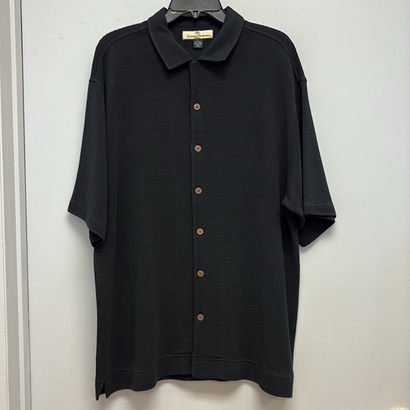 Tommy Bahama  Short Sleeve Micro Ribbed Silk Blend Casual Button Down Shirt L - Picture 2 of 9